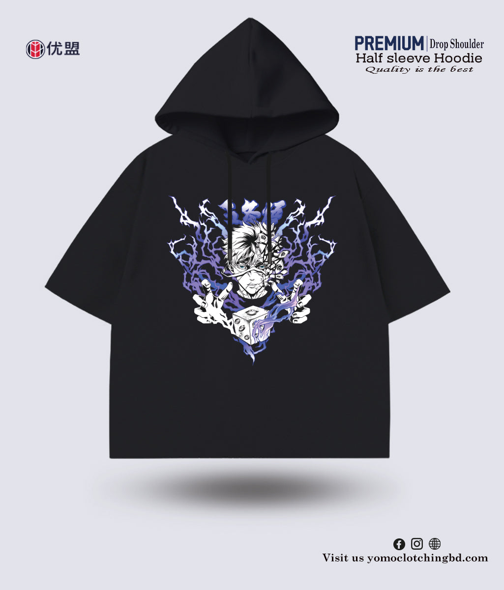 T-SHIRT / ANIME / HALF SLEEVE HOODIE / BLACK
