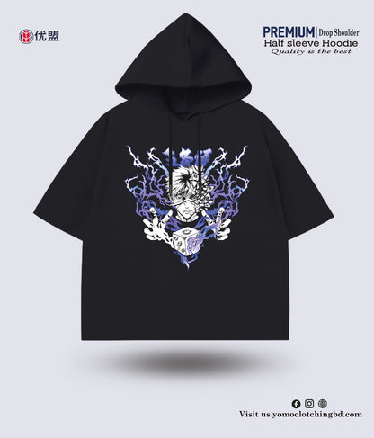 T-SHIRT / ANIME / HALF SLEEVE HOODIE / BLACK