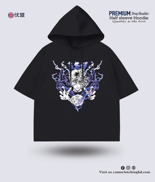 T-SHIRT / ANIME / HALF SLEEVE HOODIE / BLACK