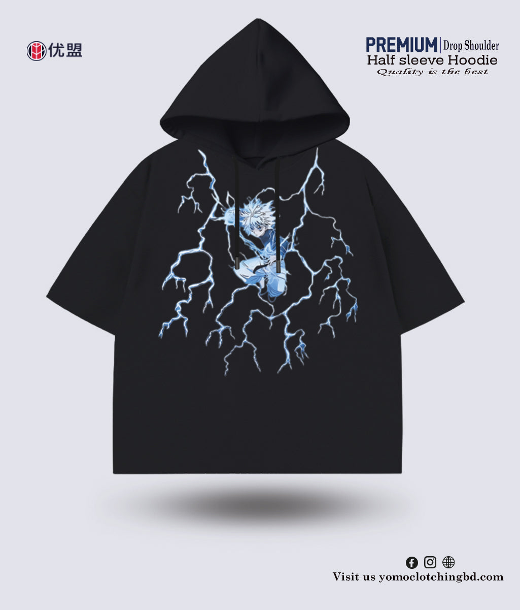 T-SHIRT / ANIME / HALF SLEEVE HOODIE / BLACK