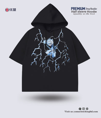 T-SHIRT / ANIME / HALF SLEEVE HOODIE / BLACK