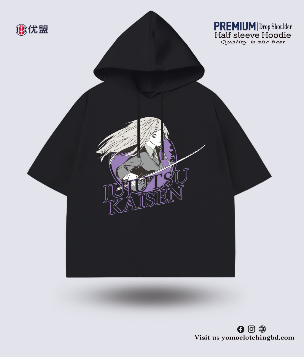 T-SHIRT / ANIME / HALF SLEEVE HOODIE / BLACK