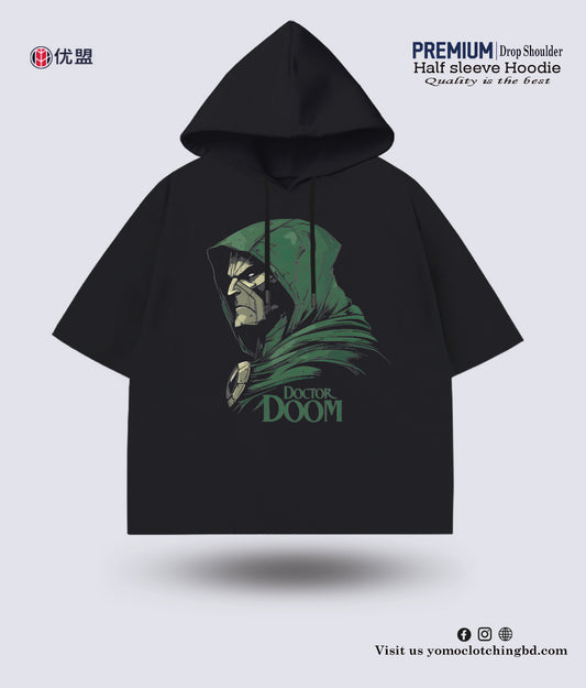 HALF SLEEVE HOODIE / MARVEL / DOCTOR DOOM / BLACK