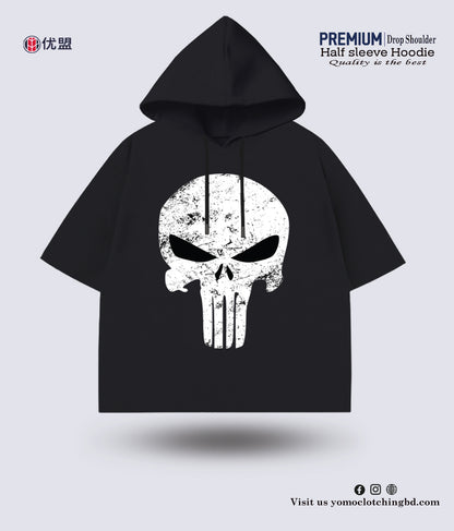 HALF SLEEVE HOODIE / MARVEL / BLACK